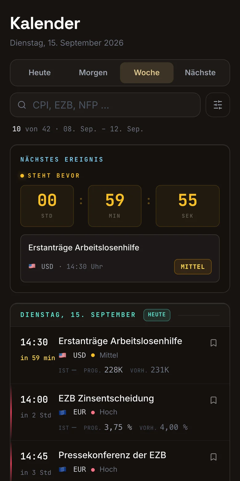 Kalender auf dem Handy